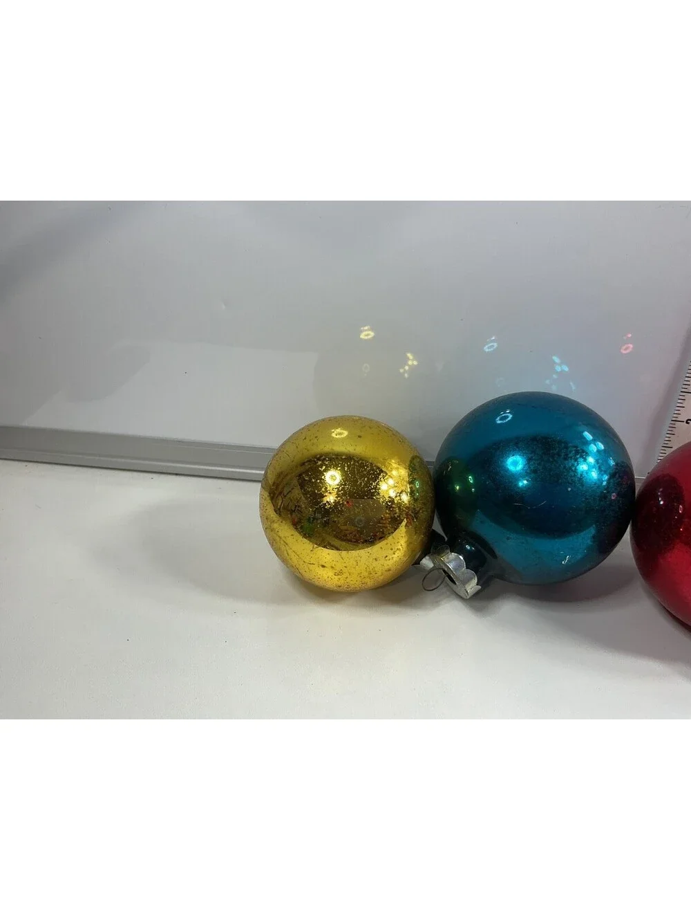 Micro Star Vintage Glass Ball Ornaments 6 IOB